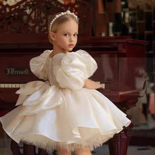 Load image into Gallery viewer, EACHIN Kids White Princess Dresses Girls Elegant Puff Sleeve Ball Gown Children Party Clothing Butterfly Bow Dress for Teenager
