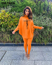 Load image into Gallery viewer, WOMEN AUTUMN TWO 2PIECE SET OUTFITS BATWING LONG SLEEVE LETTER TOPS AND PANTS SUIT MATCHING SET VINTAGE TRACKSUIT
