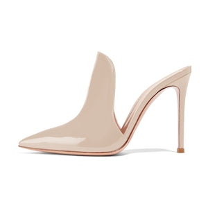 SUPER HIGH HEEL WOMEN'S SLIPPERS POINTED STILETTO HEELS CATWALK PUMPS GENUINE LEATHER MODERN SLIPPER SUMMER SHOES WOMAN