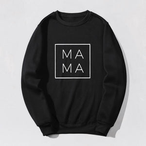 BLESSED MAMA LETTER PRINT WOMEN SWEATSHIRT MOM LIFE STREETWEAR PULLOVERS BRUSHED TOPS MOTHER GIFT