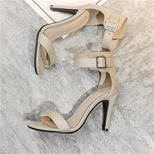 Load image into Gallery viewer, WOMEN&#39;S SUEDE OPEN TOE ONE-LINE BUCKLE HIGH-HEELED SANDALS 2021 SUMMER NEW
