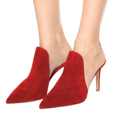 Load image into Gallery viewer, SUPER HIGH HEEL WOMEN&#39;S SLIPPERS POINTED STILETTO HEELS CATWALK PUMPS GENUINE LEATHER MODERN SLIPPER SUMMER SHOES WOMAN
