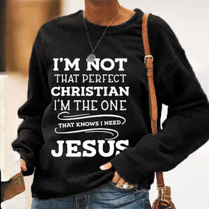 SIMPLE PULLOVERS SWEATSHIRTS WOMEN'S PERFECT CHRISTIAN INSPIRATIONAL QUOTES CASUAL SWEATSHIRT COTTON LONG SLEEVE CASUAL FEMALE S