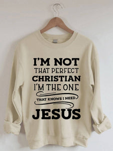 SIMPLE PULLOVERS SWEATSHIRTS WOMEN'S PERFECT CHRISTIAN INSPIRATIONAL QUOTES CASUAL SWEATSHIRT COTTON LONG SLEEVE CASUAL FEMALE S