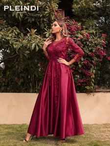 NEW WOMEN'S CLOTHING LACE SWING DRESS TRAILING BANQUET EVENING DRESS NEW LONG MAXI DRESS FORMAL FULL SLEEVE O NECK