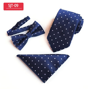 PAISLEY MEN NECK TIE SQUARE SCARF BOWTIE SET 8CM GRAVATA WEDDING ACCESSORIES JACQUARD CORBATAS PARA HOMBRE ELEGANTES