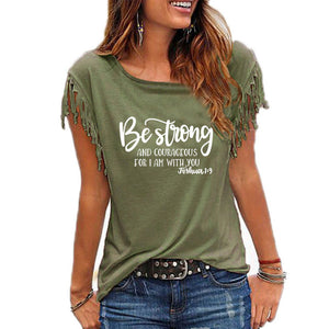 NEW BE STRONG AND COURAGEOURS CHRISTIAN  T-SHIRT JOSHUA 1: 9
